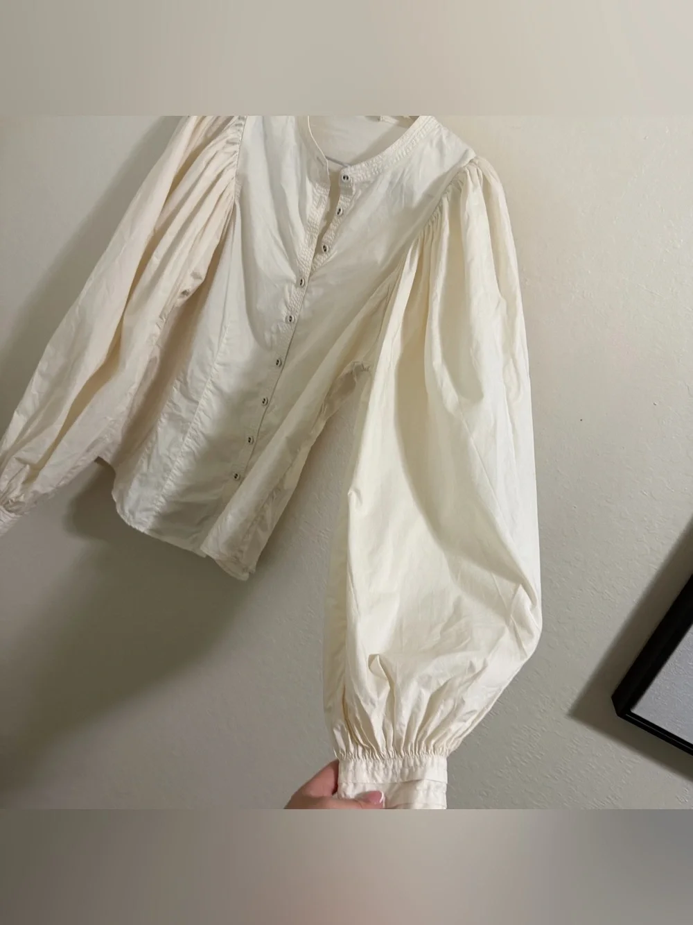 Ulla Johnson Ivory Puff Sleeve Cotton Blouse Size 2 Romantic Boho Top